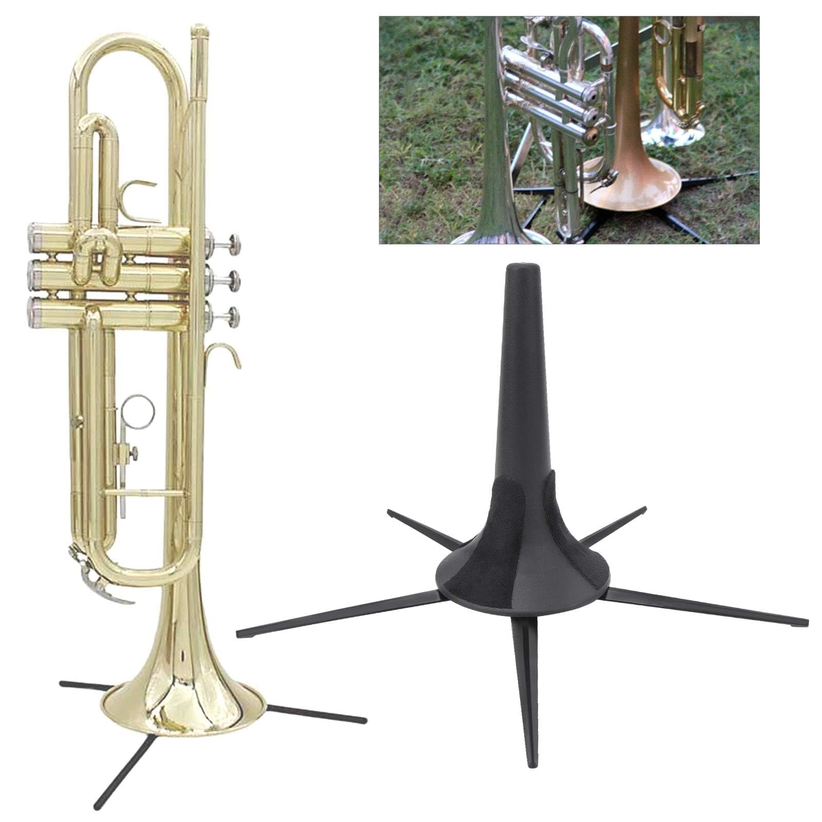 Agatige Supporto per Tromba Portatile, Supporto per Tromba 5 Gambe Staccabile e Pieghevole Accessori Professionali per Strumenti Orchestrali Tromba Clarinetto