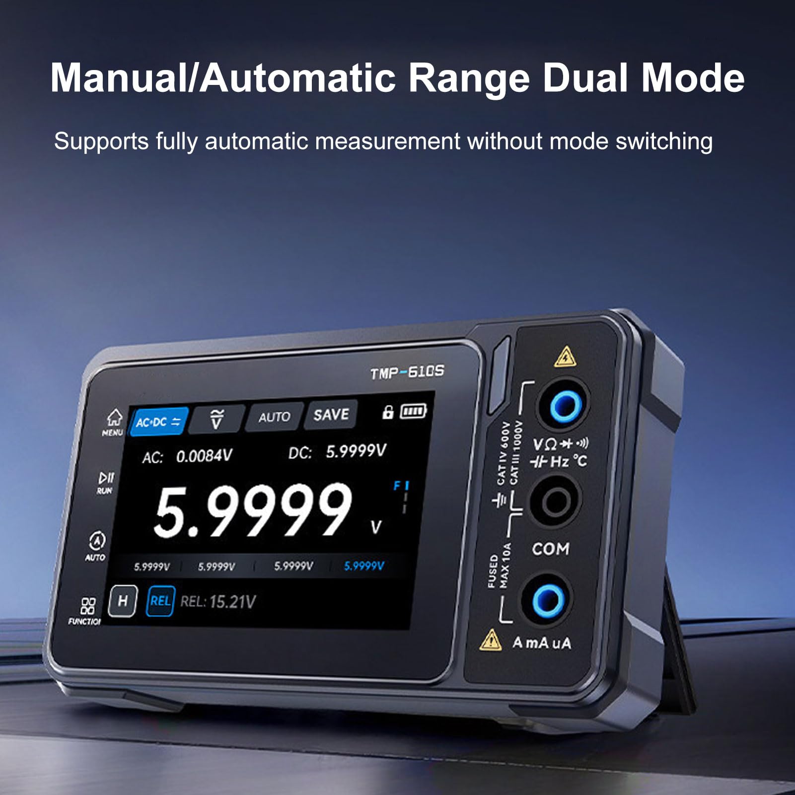 Luocute Multímetro Digital, Probador de Voltaje True RMS con Pantalla Táctil, 60000 Cuentas para Medición de Voltaje AC DC, Resistencia, Capacitancia, Diodo, (Multímetro)