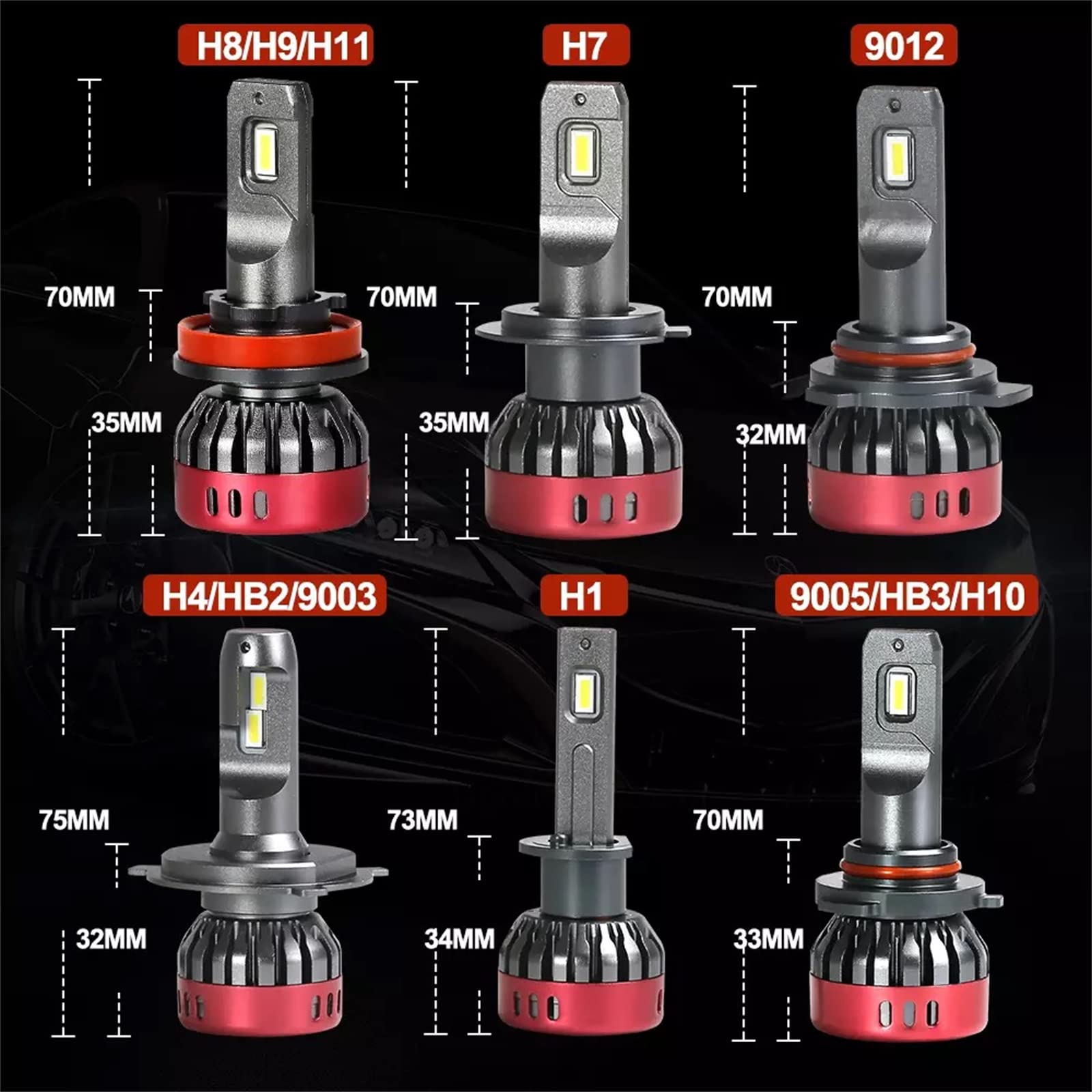 H15 LED Lampadine Per Fari Kit Di Conversione 22000LM 12V 80W Canbus Led Lampadina 6000K Bianco Freddo High Beam Luce Di Marcia Diurna CSP Faro Per Auto 2 Pezzi,H7