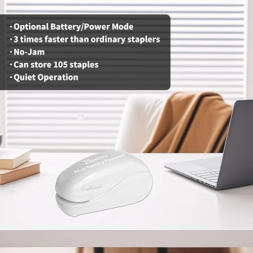 Vista 33 de Grapadora eléctrica, incluye 2000 grapas y 1 removedor de grapas, adecuada para el tamaño de la palma y alta comodidad, capacidad de 25 hojas, Negro