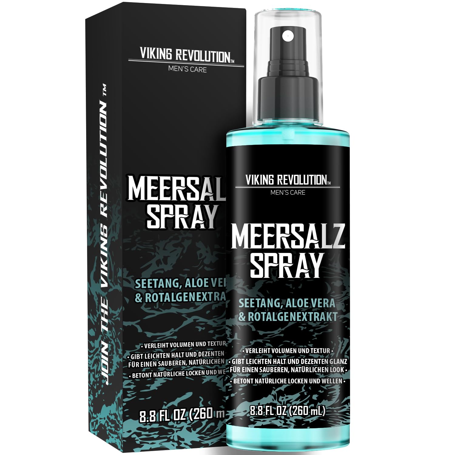 Viking Revolution Sea Salt Spray Hair Men - Meersalzspray für Männer - Salzspray mit Kelp, Aloe Vera & Rotalgenextrakt - Haarspray Männer für mehr Volumen - 260 ml - Herren Geschenke