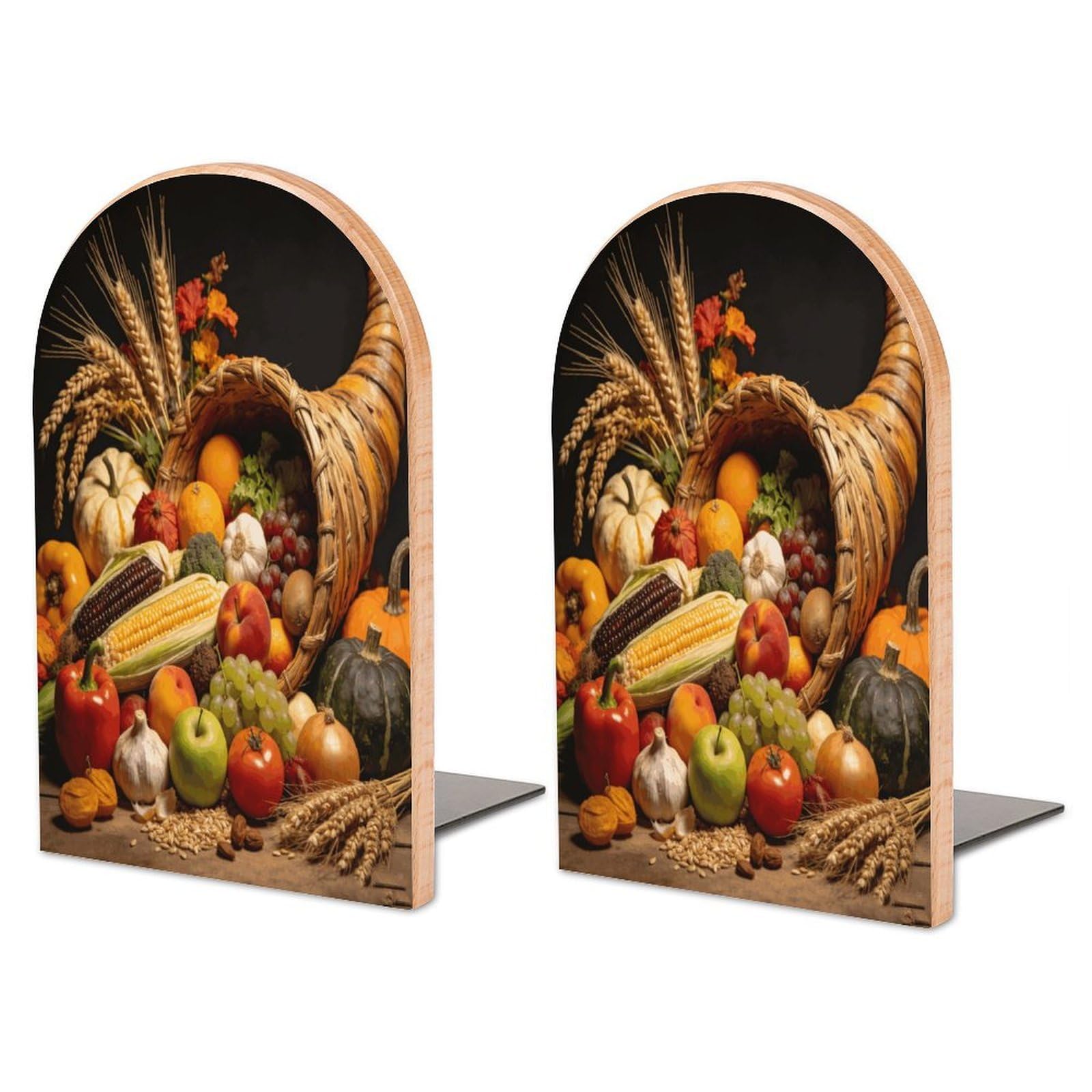Cornucopia Wood Bookend for Shelves 1 Pair