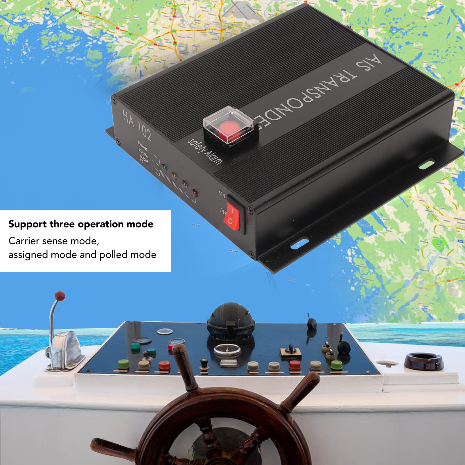 Émetteur-Récepteur AIS, 156,025 à 162,025 MHz Réception DSC Transpondeur Récepteur AIS Double Canal Marin avec Récepteur GPS, 3 Modes, équipé d'un Bouton de sécurité SOS