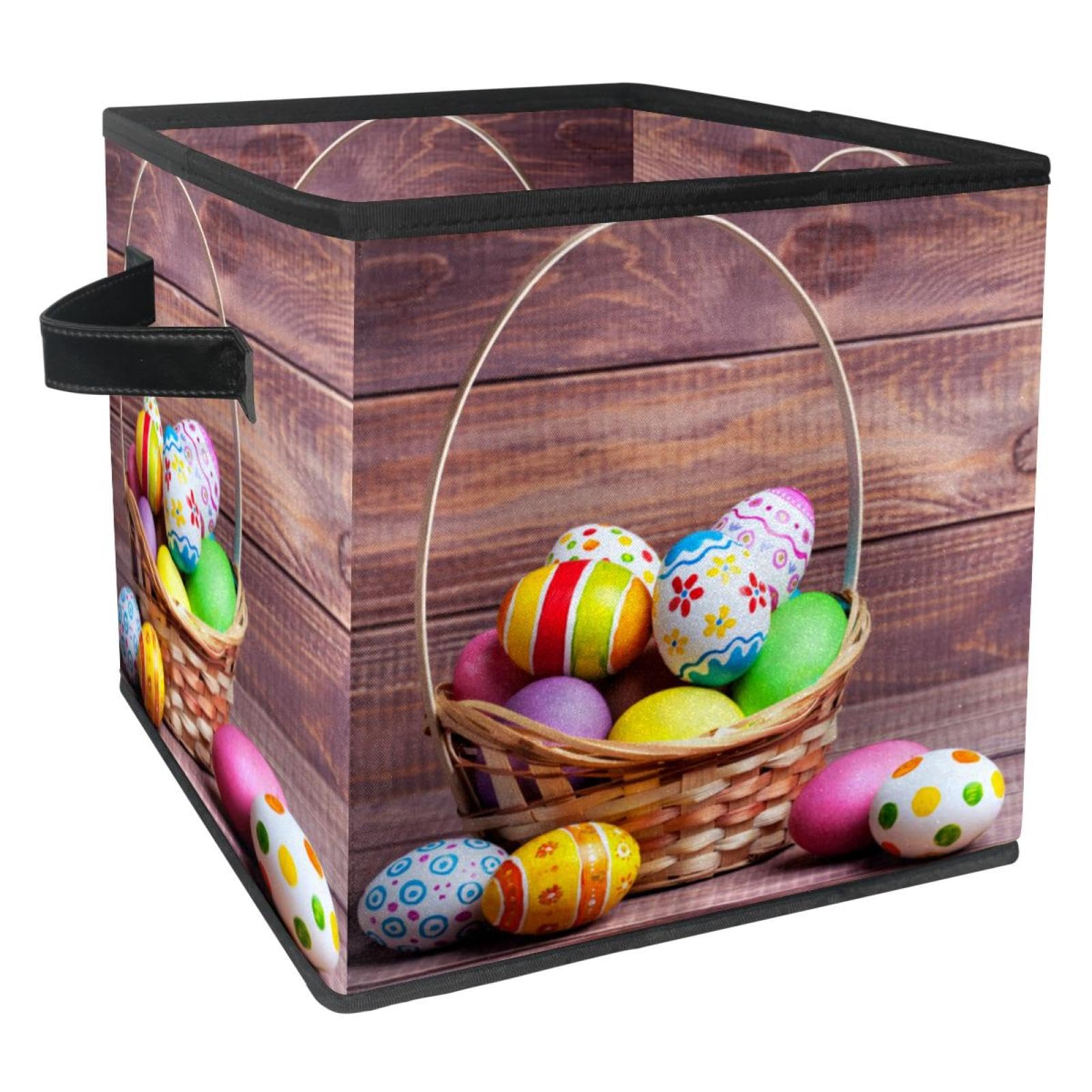 Boîte de rangement pliable en tissu cube œuf de Pâques pour placard et chambre