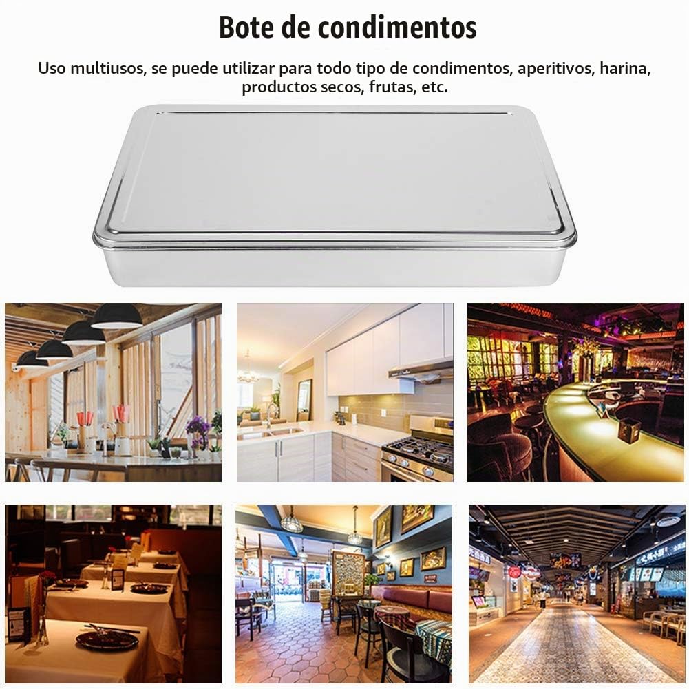 Caja De Condimentos Acero Inoxidable, Contenedor 8 Compartimentos Con Diseño Interno Separable Para Condimentos Y Alimentos Secos Con Material Resistente Ácidos Y Alcalis Para Uso