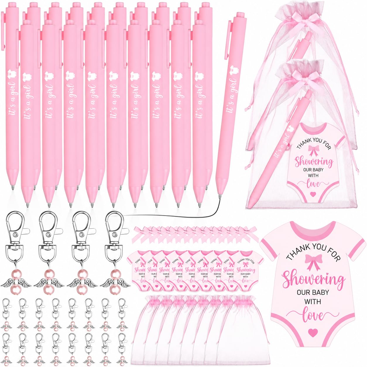 20 Sets Baby Shower Favours for Guests Ballpoint Pens with Thank You Cards