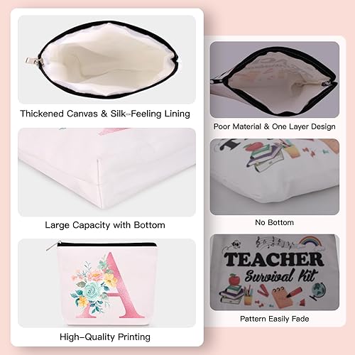 Miniatura 2 de Bolsa de maquillaje personalizada con llavero inicial, bolsa de maquillaje inicial de viaje personalizada, regalos de cumpleaños para mujeres,