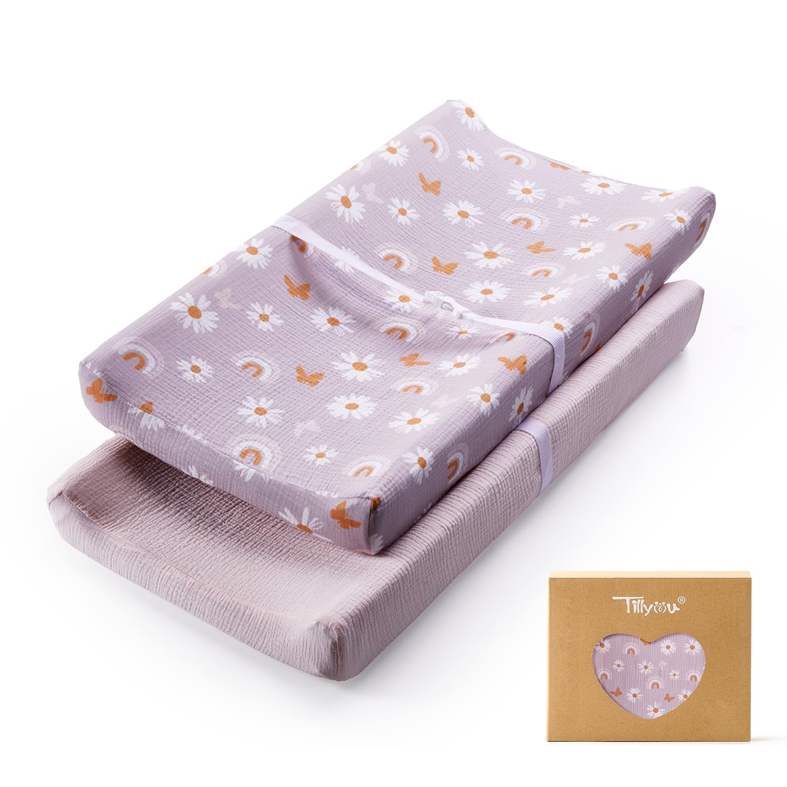 TILLYOU Muslin Changing Pad Cover - changing table pads and covers | Mubboo