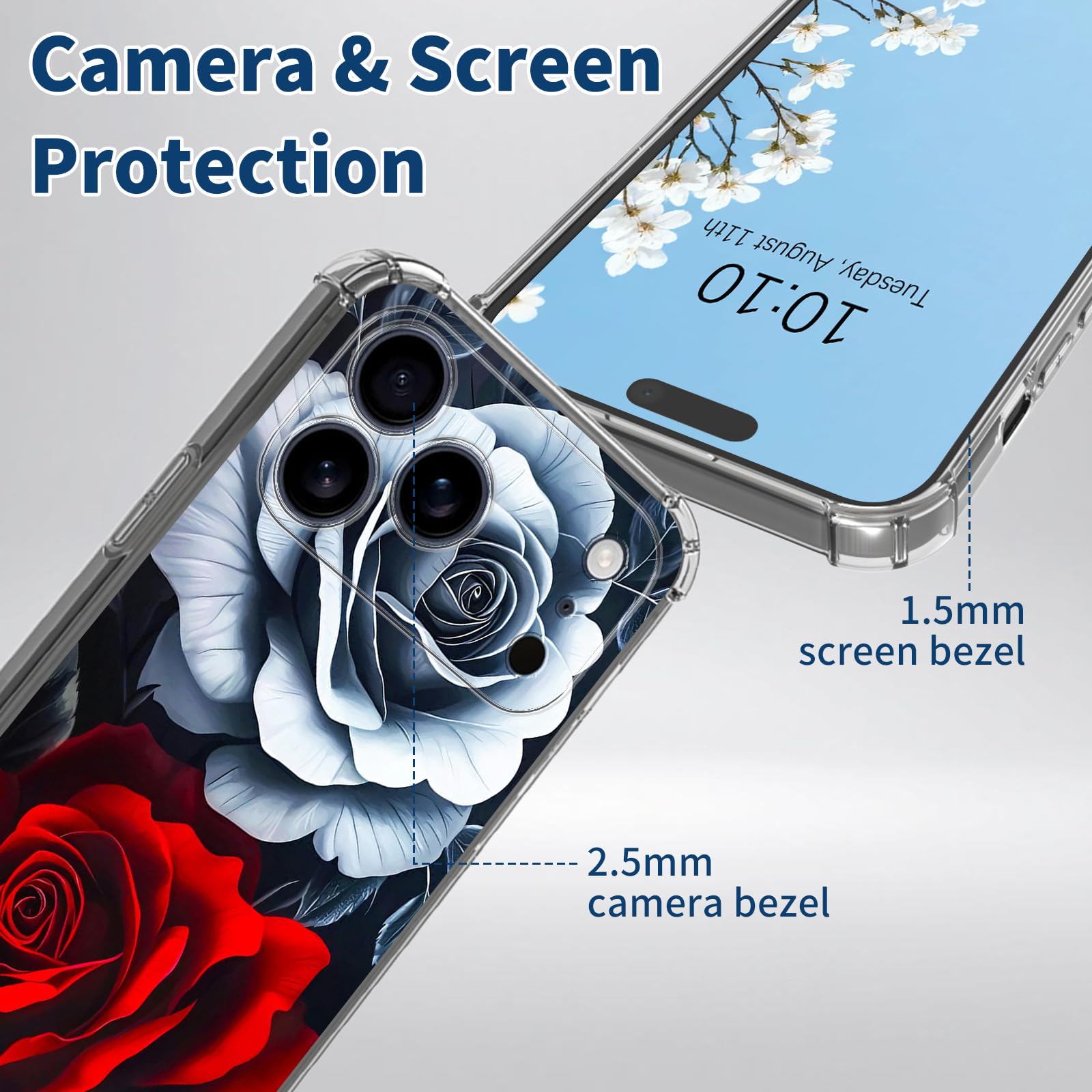 Amazon.com: for iPhone 17 Pro Max Case with White Red Rose Flowers