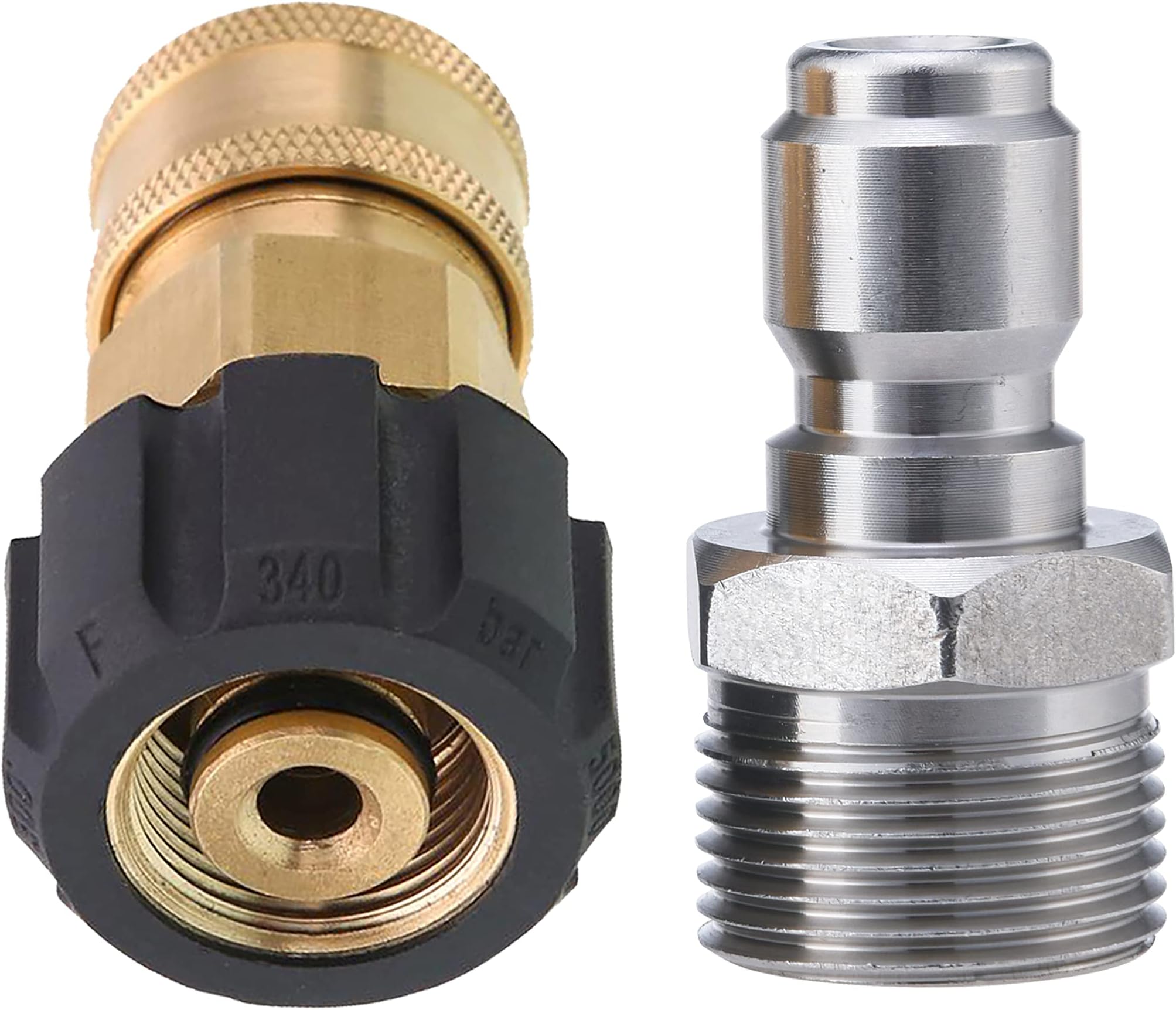 Tool Daily Pressure Washer Adapter, 3/8 Inch Quick Connect Kit, M22 14mm to M22 Metric Fitting, 5000 PSI