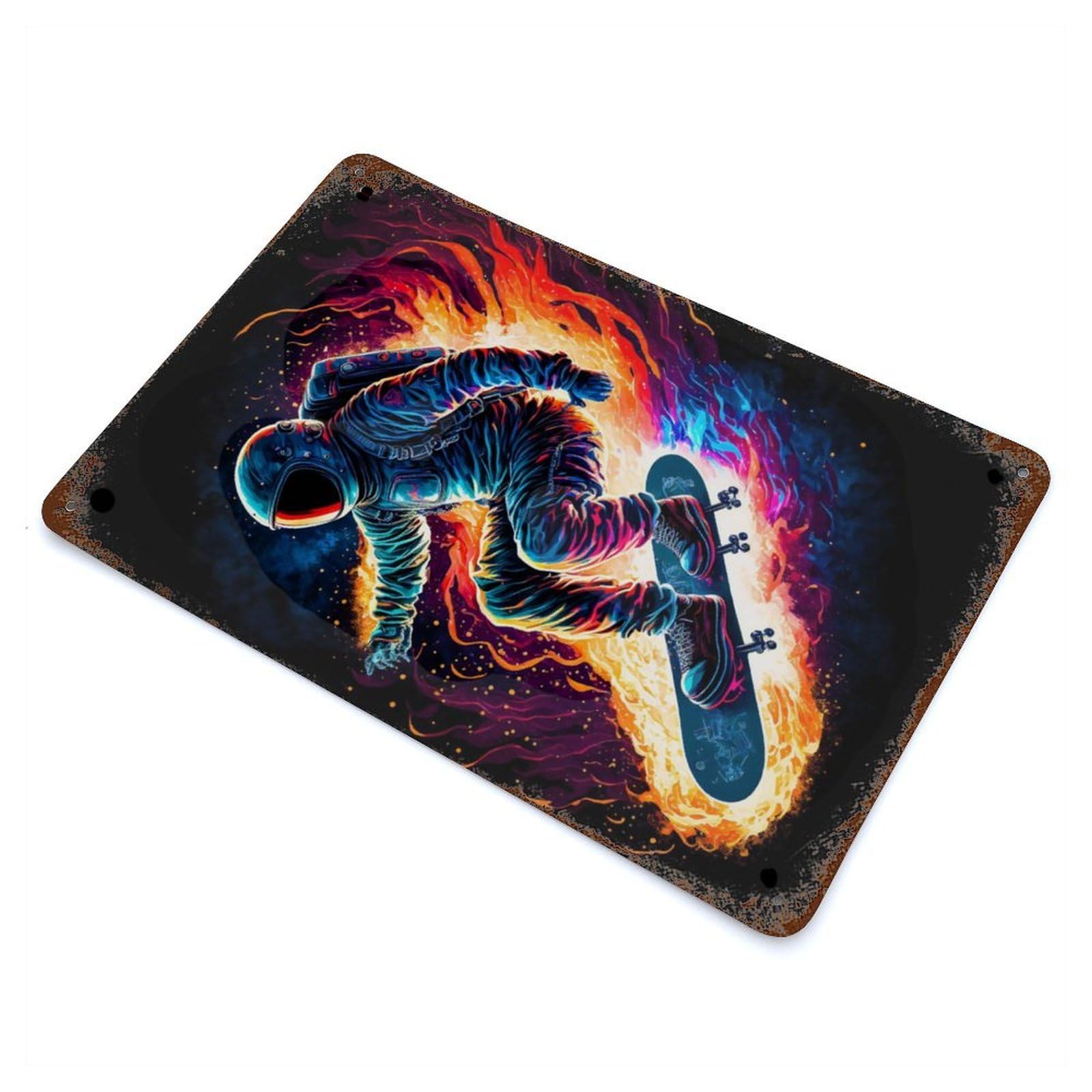 Astro on Fire 3 Rust Effect Tin Sign 11.8"x7.9", Novelty Wall Decor for Garage, Pub Or Kitchen