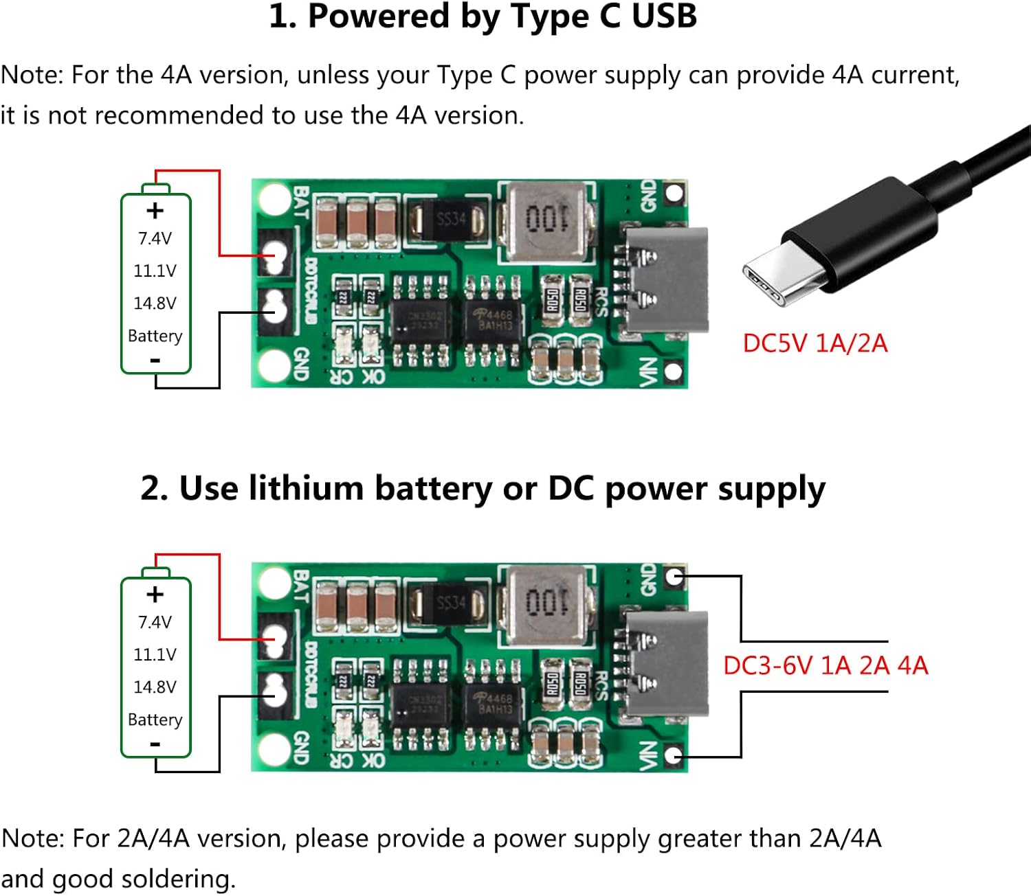 Diagram showing Type-C USB power input connection
