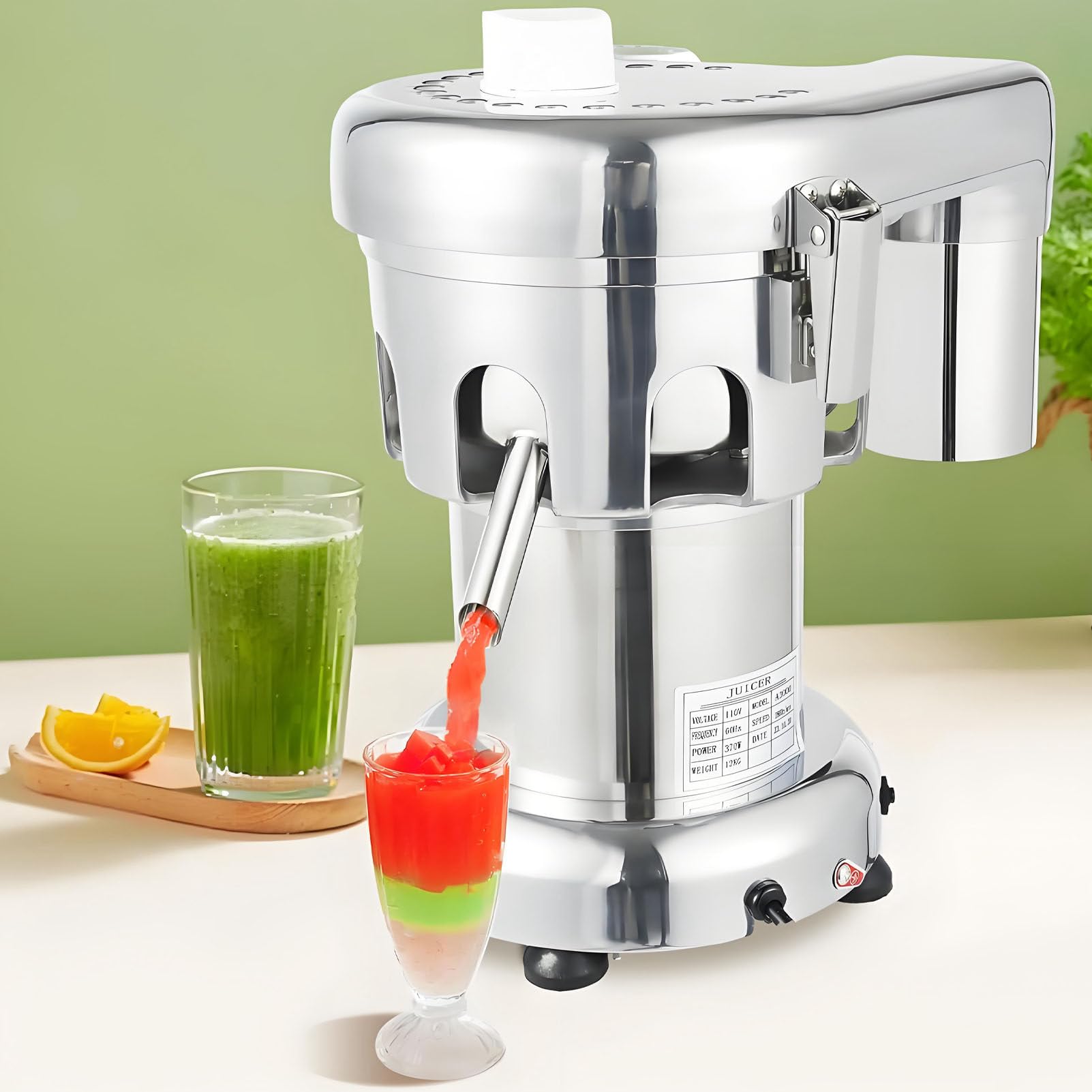 Extracteur de jus Professionnel, centrifugeuse électrique 370 W 2800 TR/Min pour Fruits et légumes, Appareil Robuste pour Usage Domestique et Professionnel