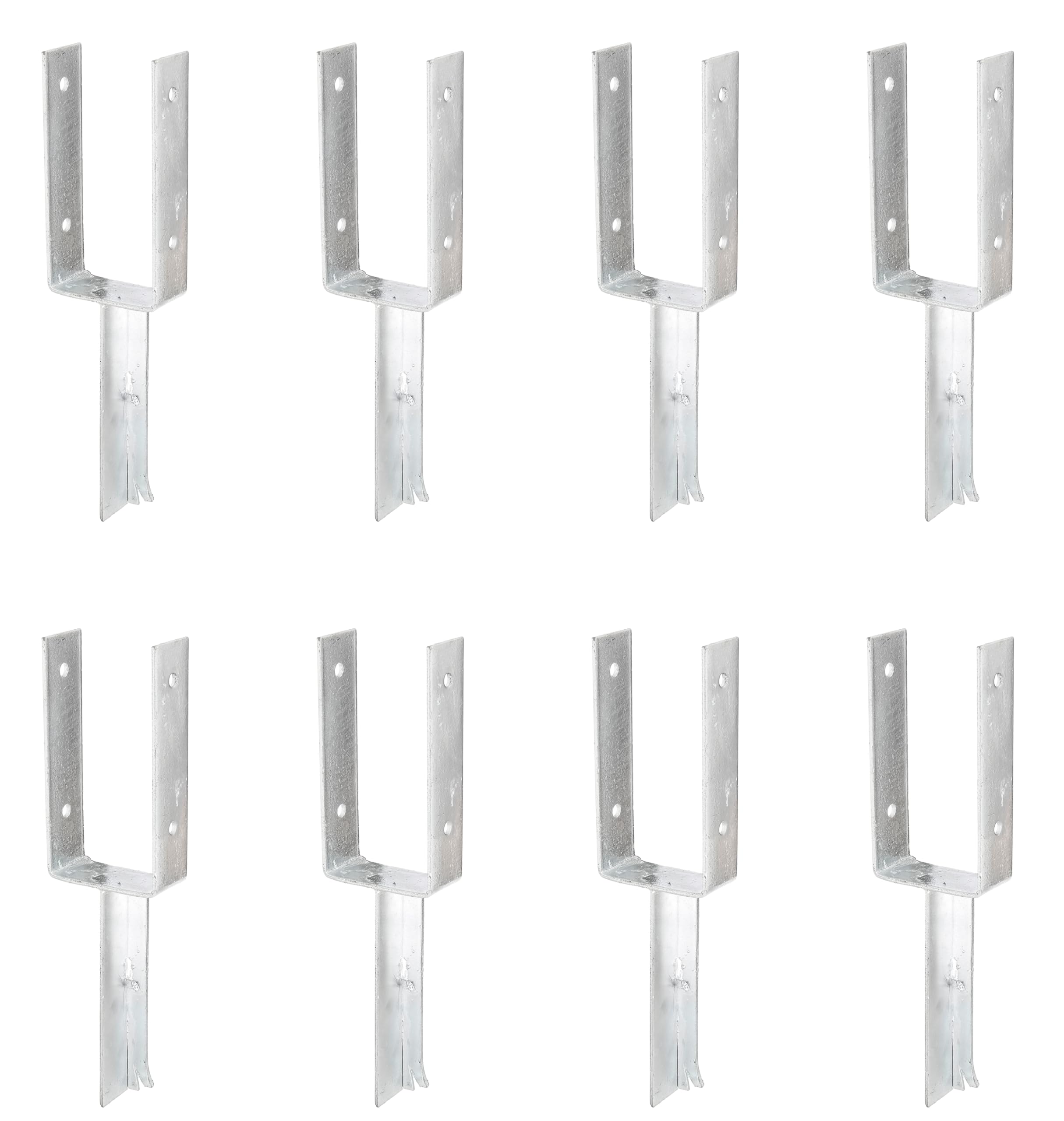 Alberts 8er Set U-Pfostenträger | mit Betonanker aus T-Eisen | feuerverzinkt | lichte Breite 101 mm | Länge Betonanker 200 mm
