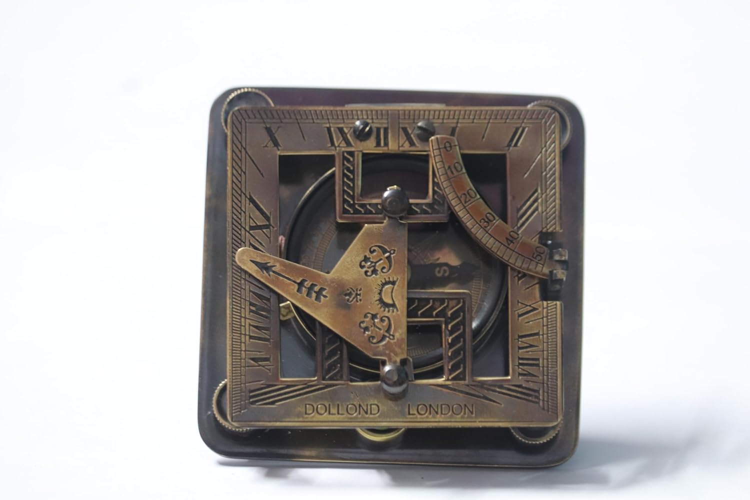 Suvarna Sundial Compass with Brass Finish - Antique Look - Table Decor - Tabla Accessories - 4 Inches