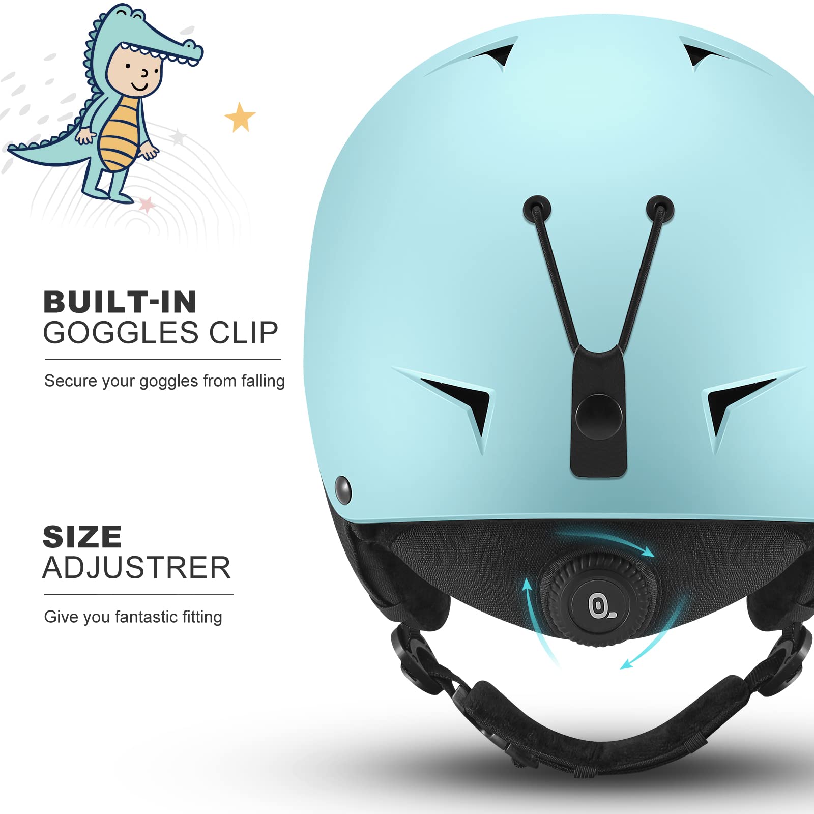 Odoland Casco da Sci per Bambini, Casco e Occhiali da Sci, Antiurto Antivento Maschera Protettivi per Sport Sulla Neve Snowboard, per Ragazze e Ragazzi Età 6-14
