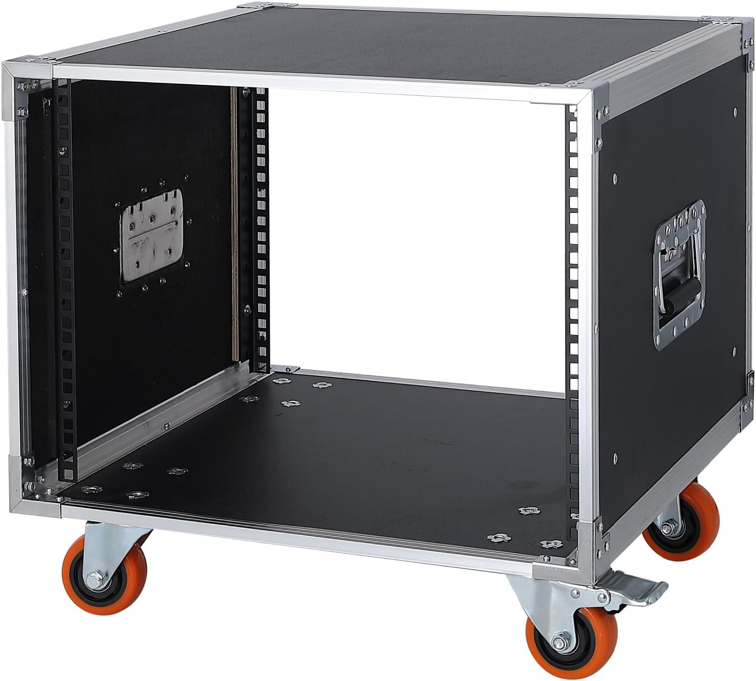8U Rack Mount Storage Cabinet, Aluminium & Black, IT Network Data Devices Stand on Wheels, 8U 19in Server, Home Audio & Video Equipment, Mobile Floor Standing