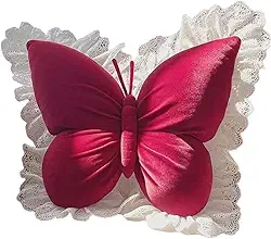 Almofada em formato de borboleta para sofá, peça central, 19,69'' x 15,75'', almofada para costas, suporte de cintura para sofá, sala, Vermelho
