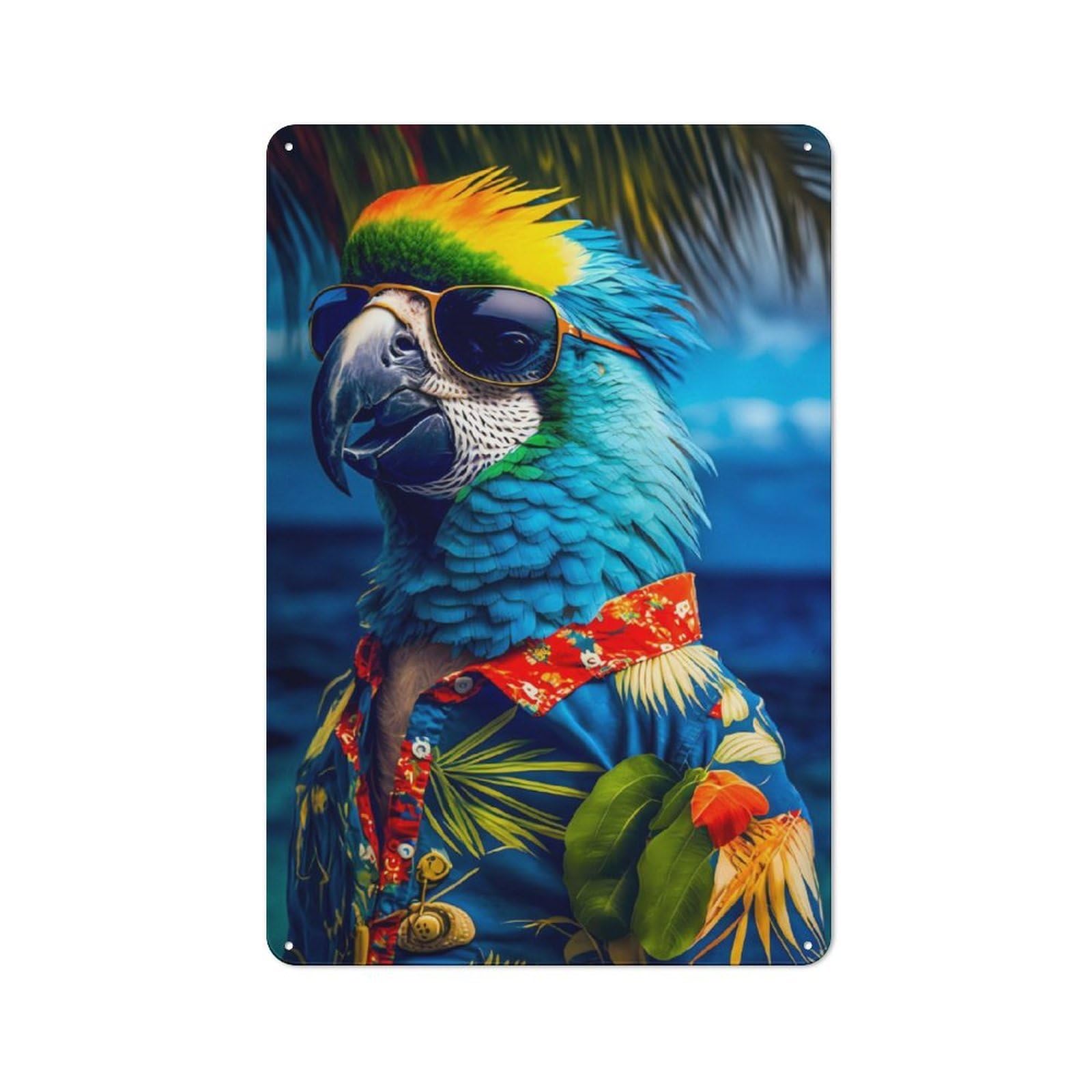 Junmoney Parrot Tourist Hawaiian For Lounge Or Reading Corner, Vintage Metal Sign 30X20cm, For Collectors Decorating Lounges And Reading Corners