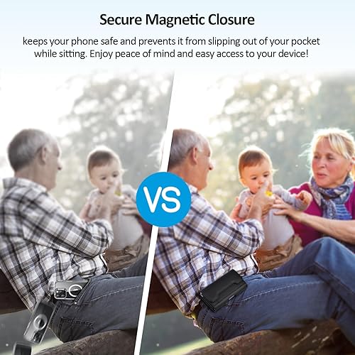 Miniatura 6 de Funda de cuero para teléfono con fuerte clip de metal para cinturón y tarjetero compatible con iPhone 1615141312 Pro Max, Galaxy S25S24S23S22S21S20