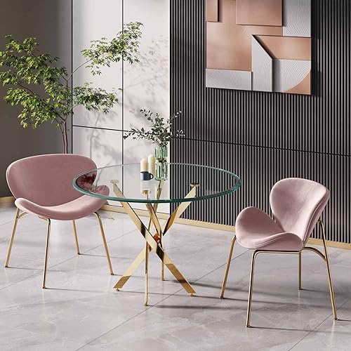 Sillas modernas de comedor de 2, sillas decorativas de terciopelo, sillas de ocio para sala de estar, silla auxiliar tapizada con patas de metal