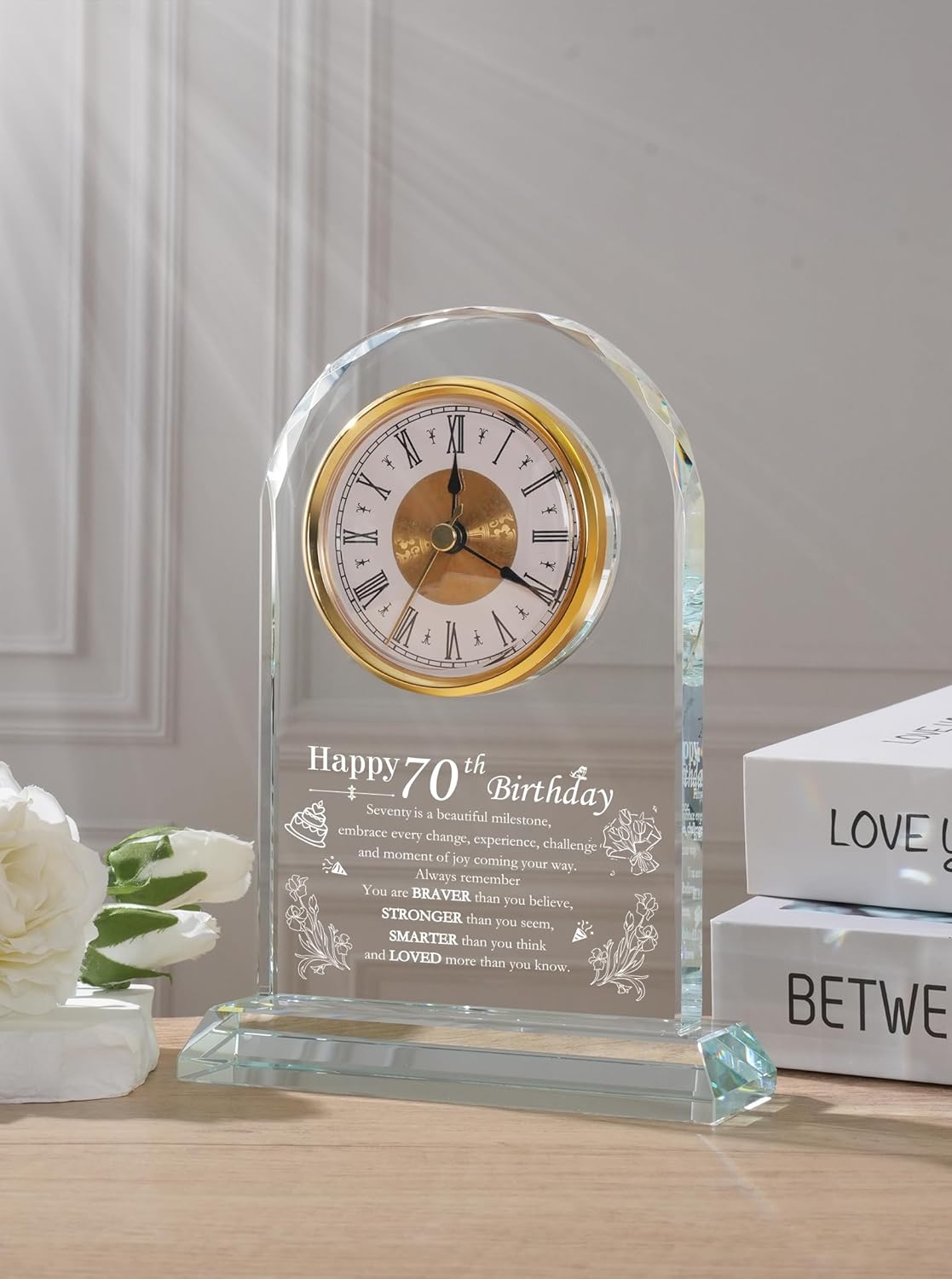 Unique Happy 70th Birthday Gifts for Women, Men, Mom, Dad, Grandma, Grandpa, 70 Year Old Birthday Present Quartz Clocks with Blessing Decorations for Her, Him, Parents, and Couples - Image 5