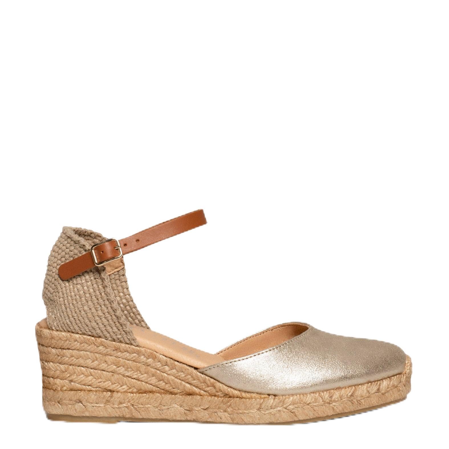 miMaO. Espadrilles à Talon compensé en Cuir. Fabriquées artisanalement