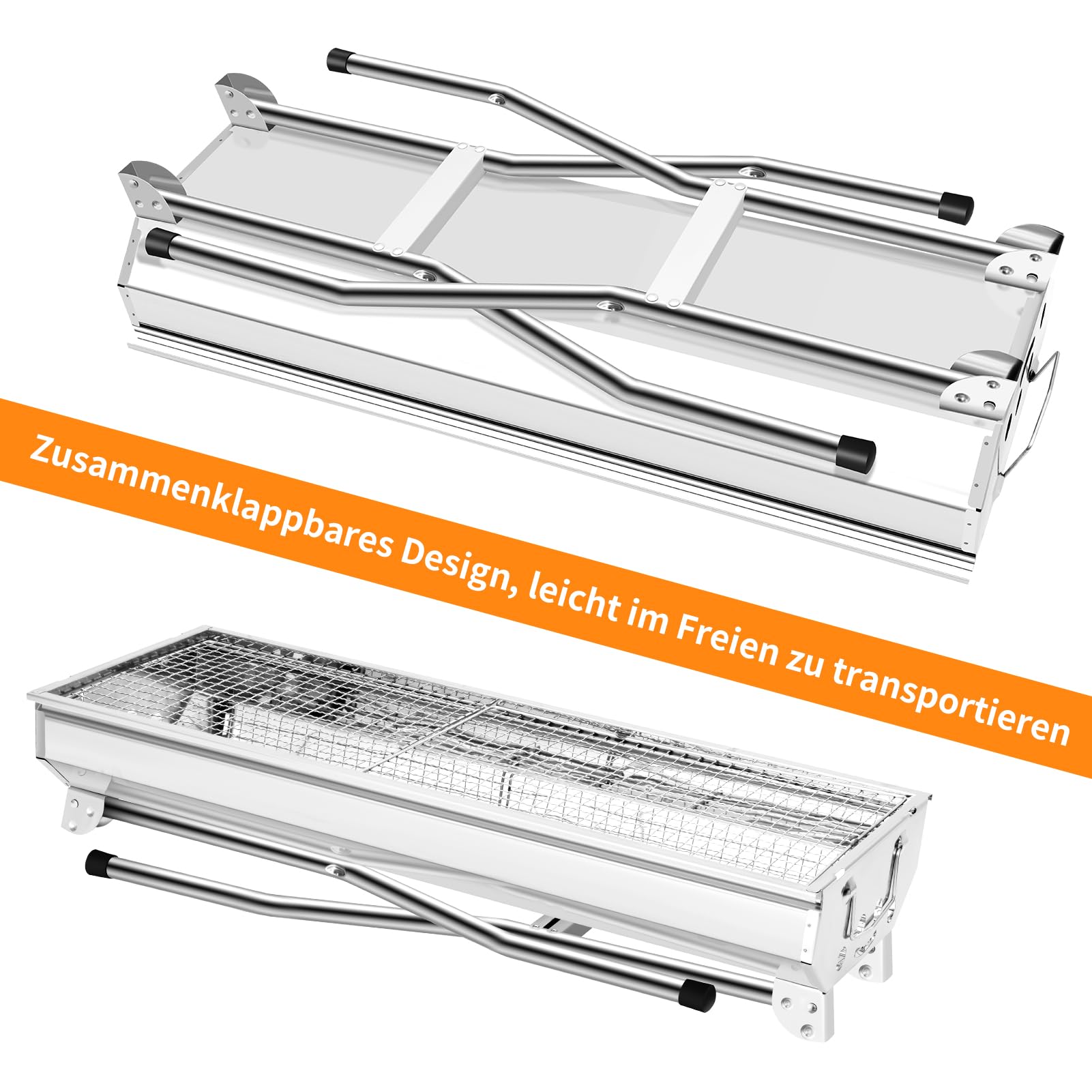 Barbecue a carbonella, portatile, pieghevole, per giardino, campeggio, terrazza, piccolo barbecue a carbonella, portatile, in acciaio inox, barbecue, carbone, carbonella, barbecue da campeggio