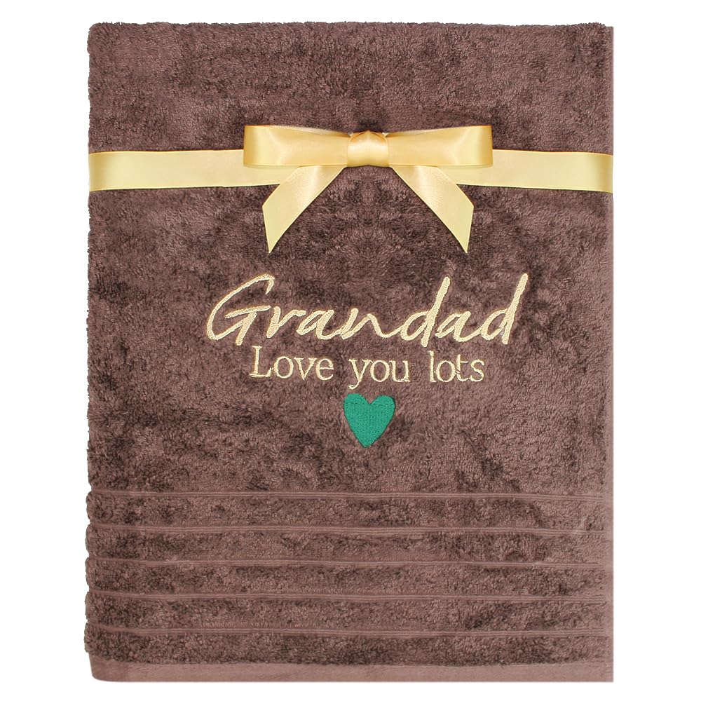 Teddyt's Bronze Personalised Grandad Gift Message Cotton Bath Towel