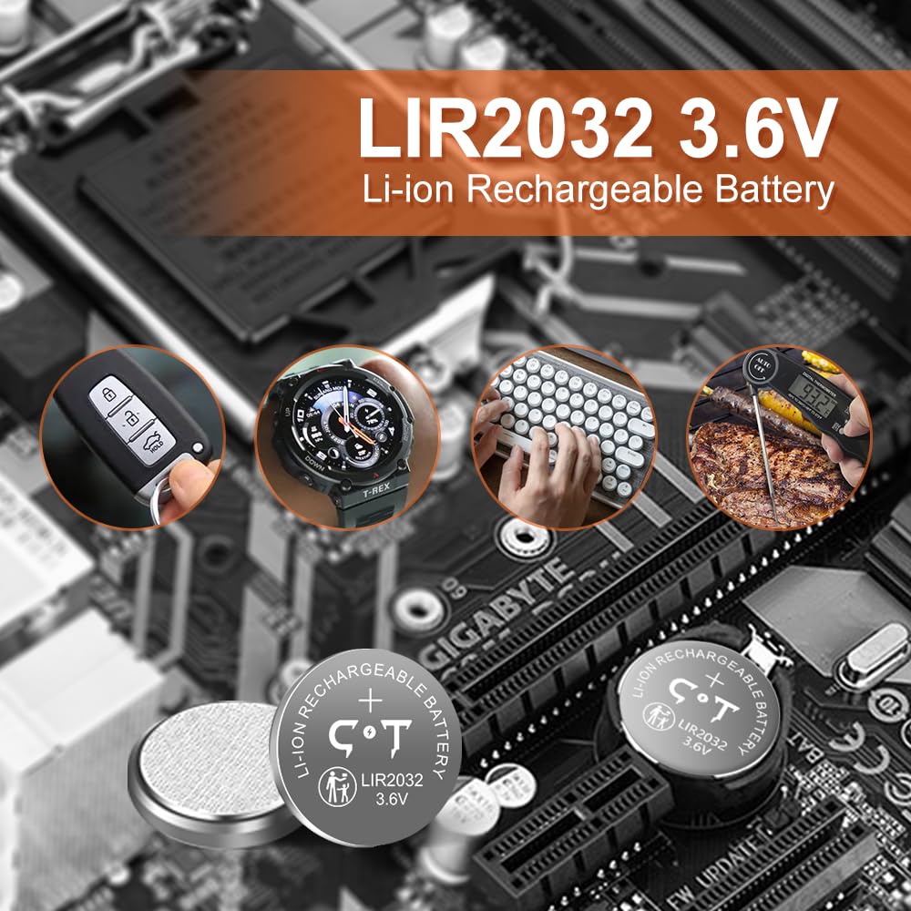 2032 Lithium-Knopfzellen-Akkuladegerät mit 8 Steckplätzen für 8 wiederaufladbare 3,6V 2032 Batterien mit verschließbarem Aufbewahrungsbox für mehr Sicherheit