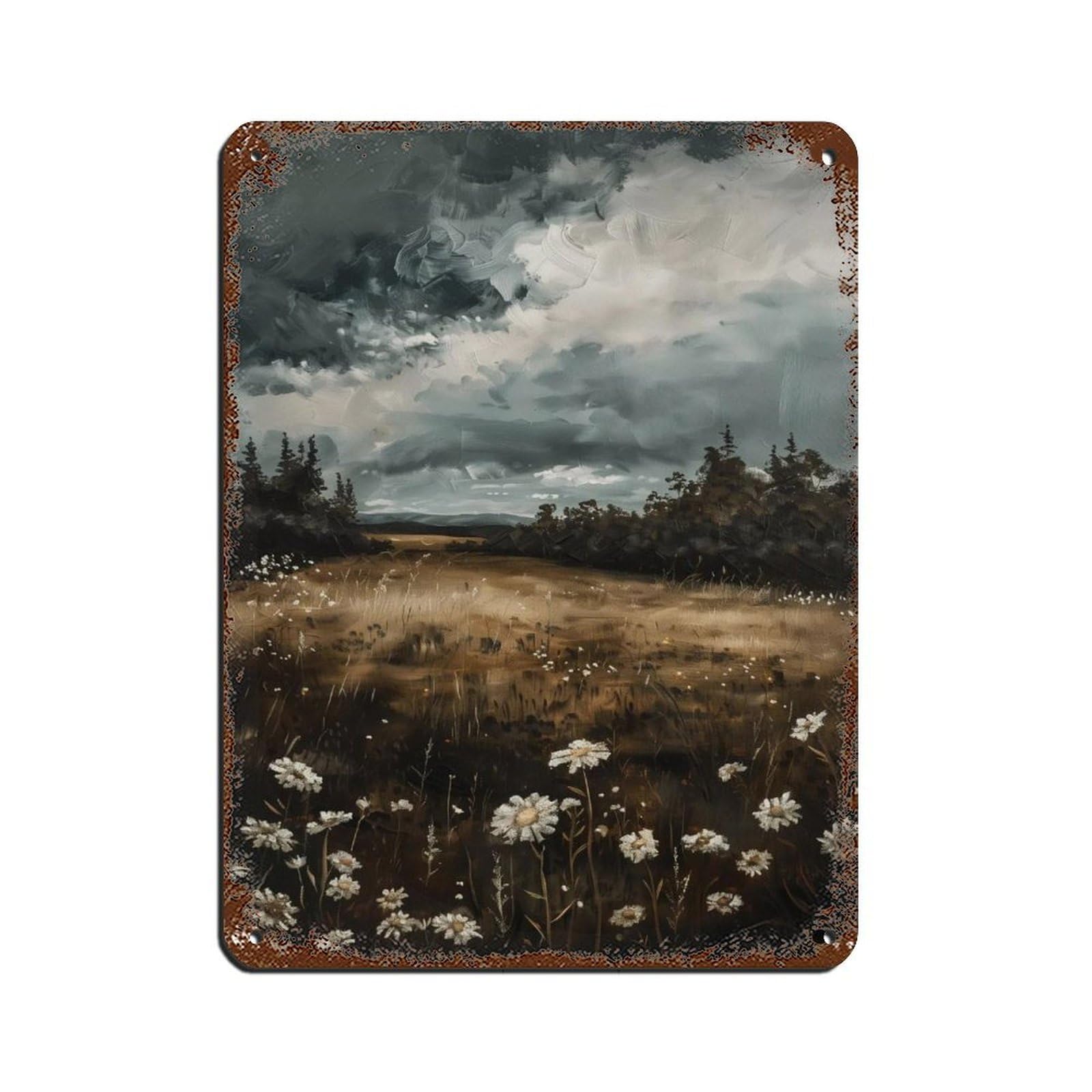 Gothic Cottagecore Landscape Painting Tin Sign Vintage Metal Pub Club Cafe Bar Home Wall Art Decoration Poster Retro 12x16inch(30x40cm)