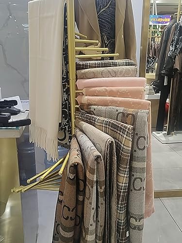 Miniatura 7 de Organizador grande de bufanda de pie para colgar en el suelo, soporte de exhibición de bufanda de metal, moderno, para atar cinturones, pantalones