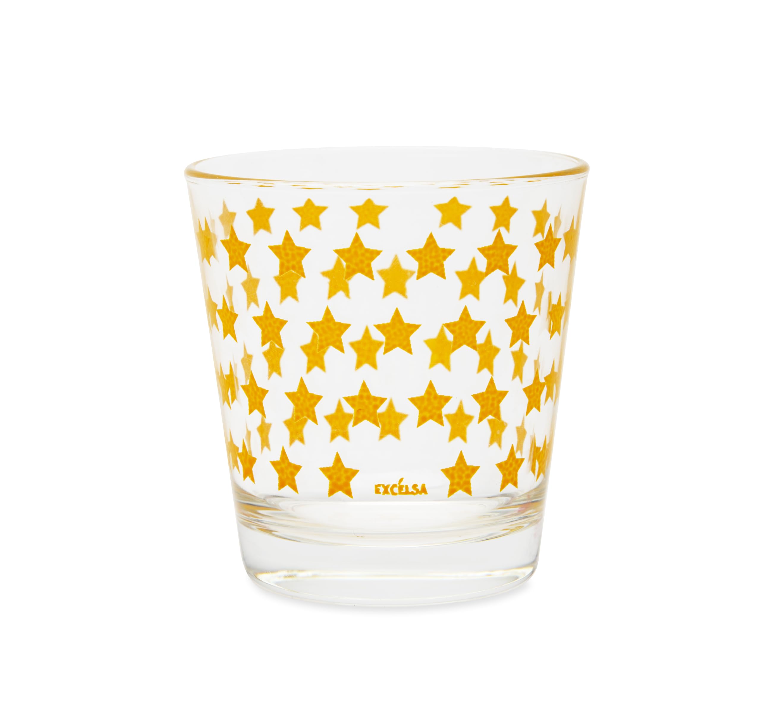Juego de 6 vasos de cristal Excelsa Enjoy con estrellas amarillas para mesa de diario