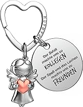 FABACH Beste Kollegin Schlüsselanhänger Schutzengel Glücksbringer mit Herz und Gravur - Abschied Kollege Abschiedsgeschenk - Geschenke Arbeitskollegin Geschenk für Kollegin mit Herz