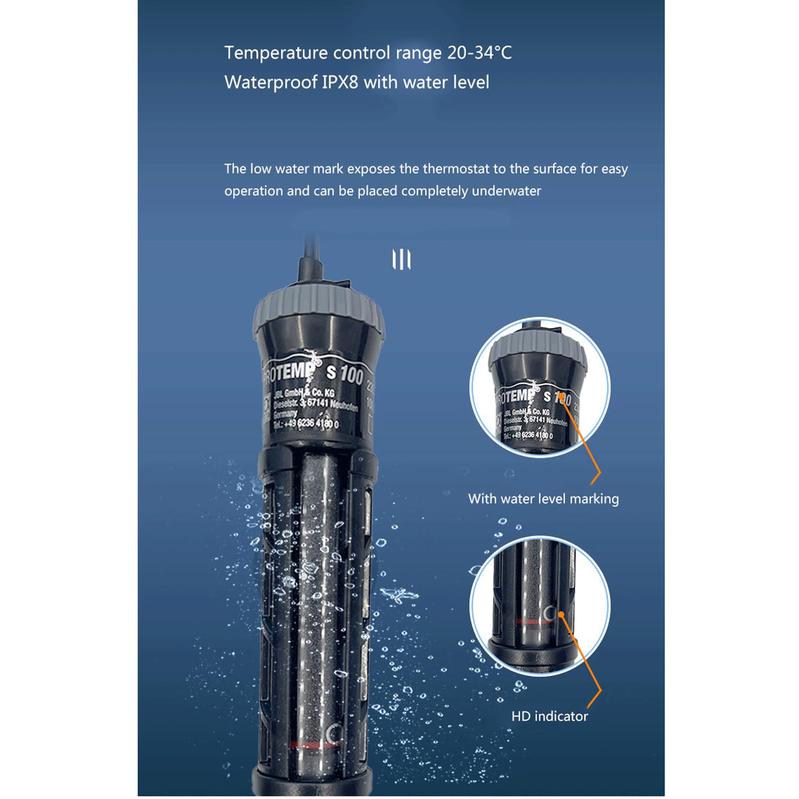 Temperatura Constante A Prueba De Explosiones Acuario Calefacción Rod con Funda Protectora Antideslizante,300W