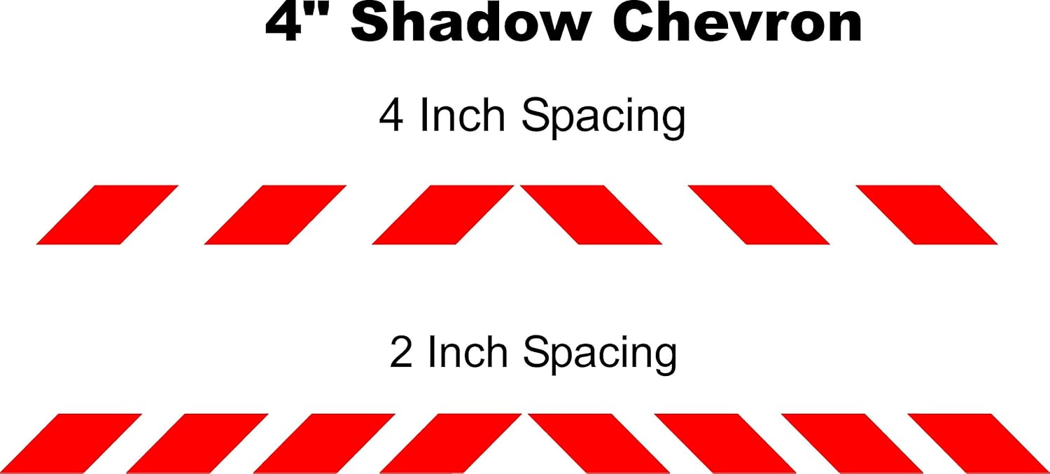 Colored Reflective Shadow Chevrons 4" Inch Tall Engineer Grade Type 1 Oralite Nikkalite Safety Car Graphic Decal (Red, 8 Piece (4"x70") 2" Spacing)