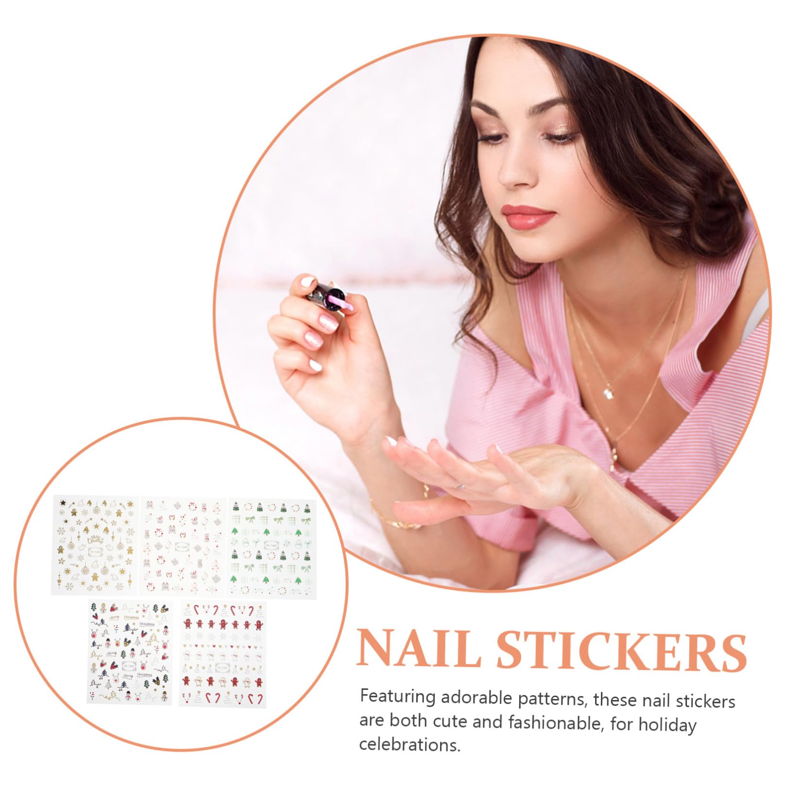 50 Fogli Adesivi Unghie Natale Termico Decorazioni Feste Nail Art Autoadesivi Manicure Facili da Usare Design Variegati Charm Festivo