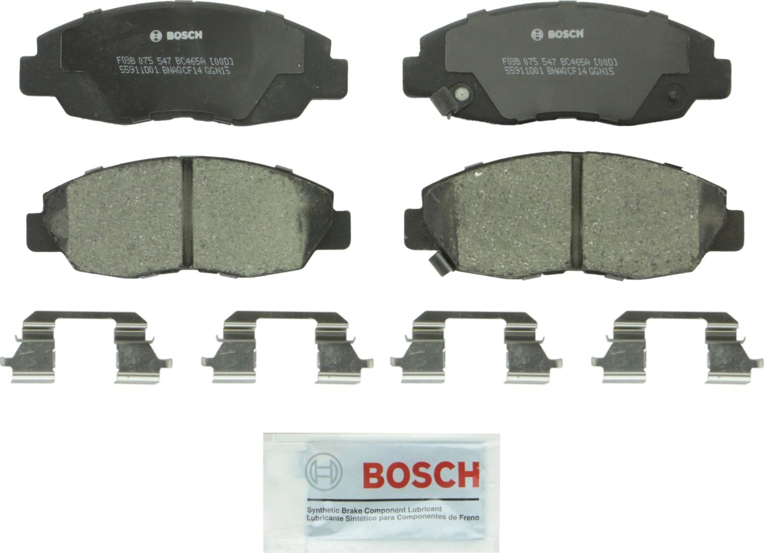 Bosch BC465A QuietCast Premium Ceramic Front Brake Pads for Honda Civic & Acura EL - Quiet, Low Dust, OE Quality