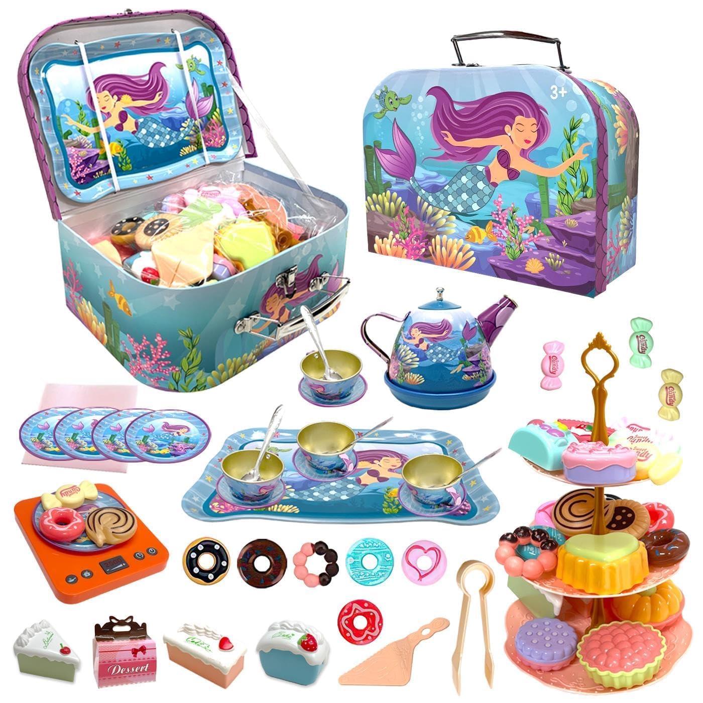 koolbitz ® Girls Boys Play Tea Set | Durable Plastic Safe and BPA Free for Children’s Tea Party and Fun 12+Pcs Set| Multi Toys Tea Set | Tea Party Pretend Play Set for Kids Kitchen Toy