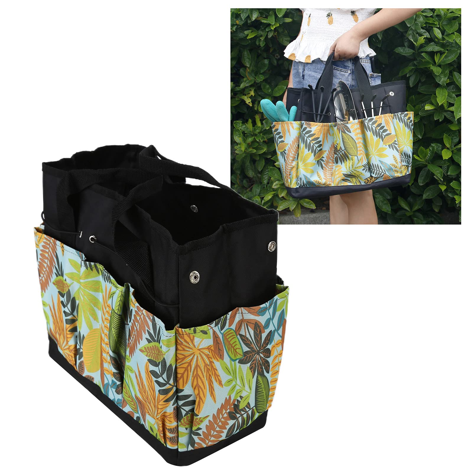 Torba narzędziowa Oxford Cloth Garden, druk kwiatowy Wielofunkcyjna przenośna torba do przechowywania ogrodniczego Tote z kieszeniami