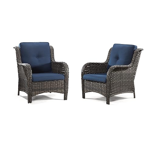 Outdoor Wicker Chair Rattan Patio Dining Chairs Set of 2