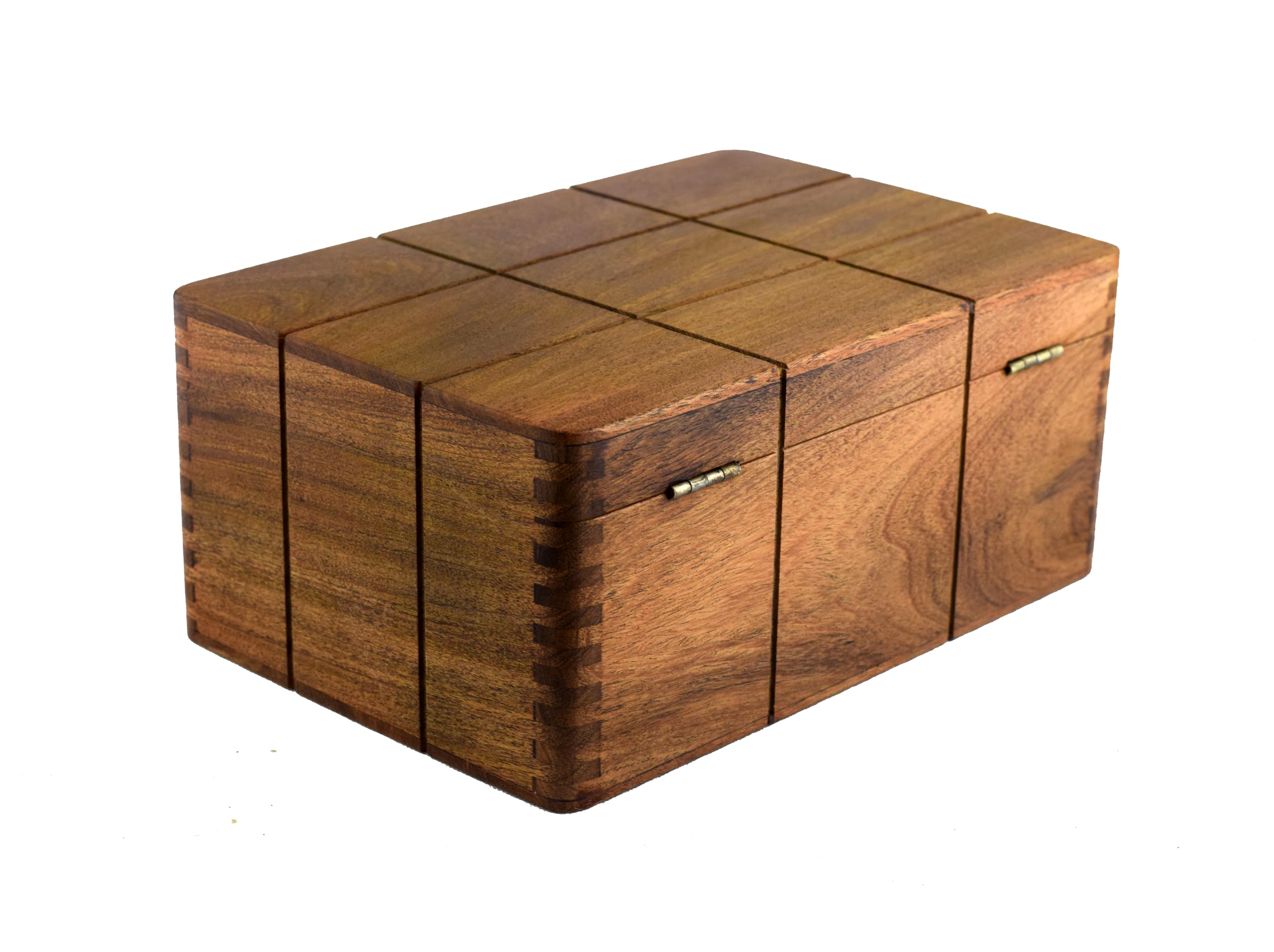 ROOGU Holzkiste aus Akazienholz mit Magnetverschluss – Aufbewahrungsbox mit Filzfutter für Schachfiguren, Uhren, Schmuck & Wertsachen – 23 x 15 x 10 cm