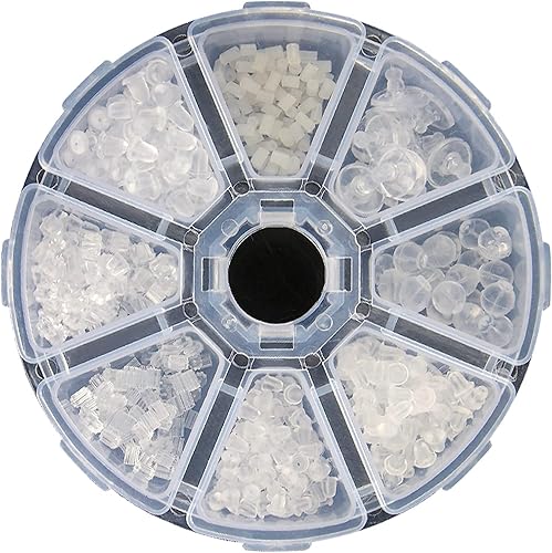 8 estilos de parte trasera de aretes, 612 piezas (306 pares) para aretes, almohadillas de seguridad para aretes, topes, tapón de goma transparente,