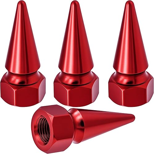 MEAJOO 4 tapas de vástago de válvula de neumático con forma de pinchos, tapa de aluminio para vástago de aire de automóvil, cubiertas universales a