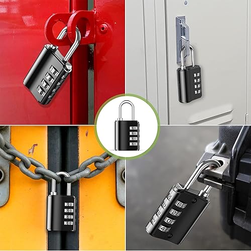 Miniatura 7 de KeeKit Cerradura de combinación, candado de combinación de 4 dígitos con llaves, cerradura de puerta impermeable reajustable para casillero,