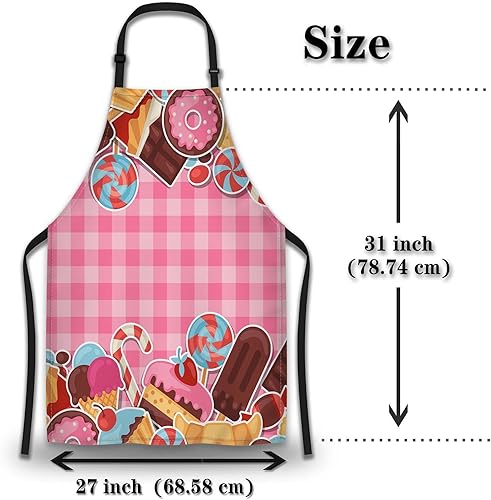 Miniatura 2 de Delantales divertidos para adultos, mujeres, coloridos dulces, dulces y pasteles, delantal para mujer, para cocina, restaurante, barbacoa, pintura,