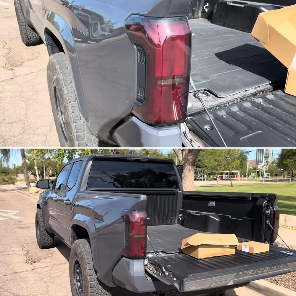 Smoked Tail Light Covers Fit for Toyota Tacoma 2024 2025 Rear Tail Light Protector ABS Peel and Stick Taillight Guard 2PCS Smoke Black Tail Lamp Shell Shade Tail Lamp Accessories for Toyota Tacoma