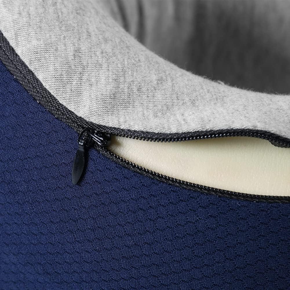 Cuscino da viaggio for il collo for dormire in aereo Cuscini da viaggio regolabili in memory foam al 100%, for poggiatesta Morbido cuscino regolabile for uso in aereo, auto e reclinabile a casa(Blue)