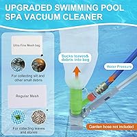 Vista 3 de Sepetrel Kit de limpieza de piscina de lujo con aspiradora de chorro, cepillo, red de skimmer semi-profunda y poste ajustable de 57.5 pulgadas