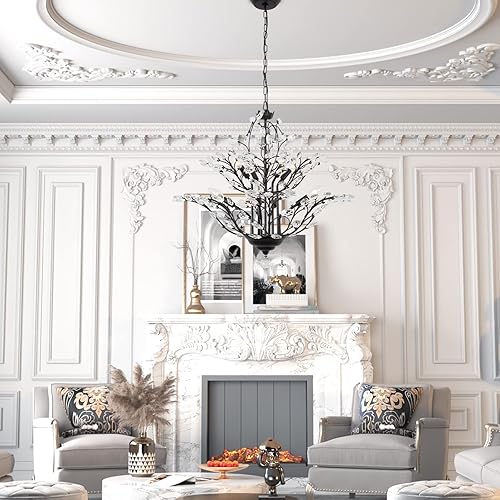 Miniatura 4 de Maxax Candelabros de cristal vintage, 8 luces ajustables de cristal K9 colgante de iluminación de techo, lámparas de techo para comedor, sala de